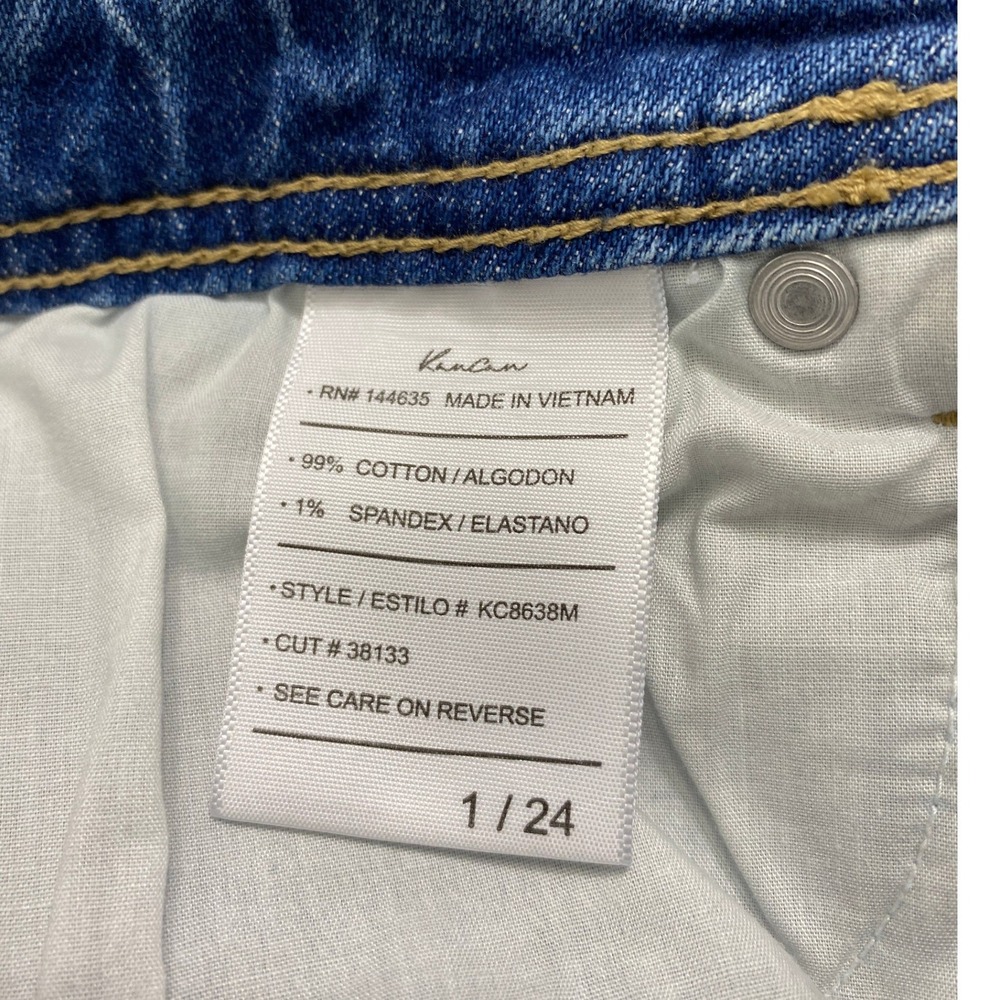 Kancan‎ Straight Jeans Junior 1 Medium Wash Denim Distress Raw Hem Pockets - Picture 4 of 12